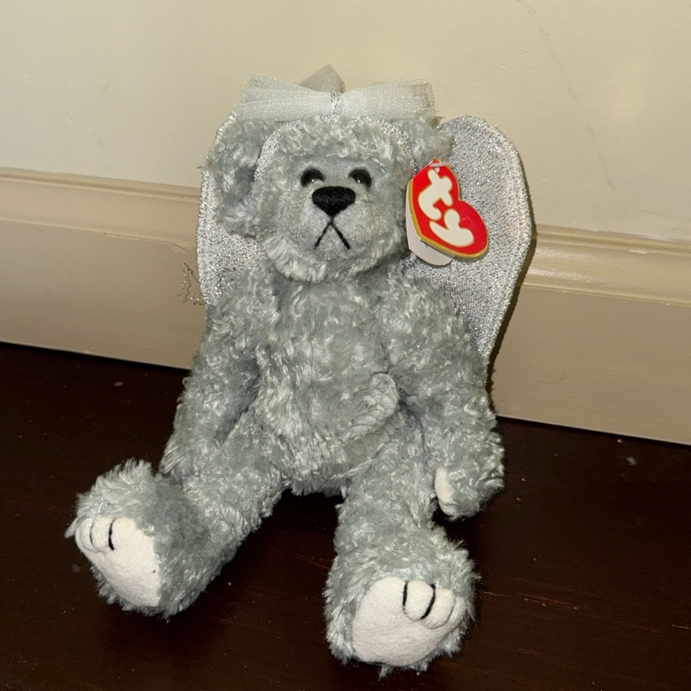 Vintage Angel Bear Beanie Baby Sterling